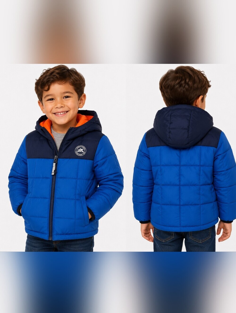 🧥 NWT ZeroXposur Kids Hooded Puffer Jacket Blue/Black | Size 4/5